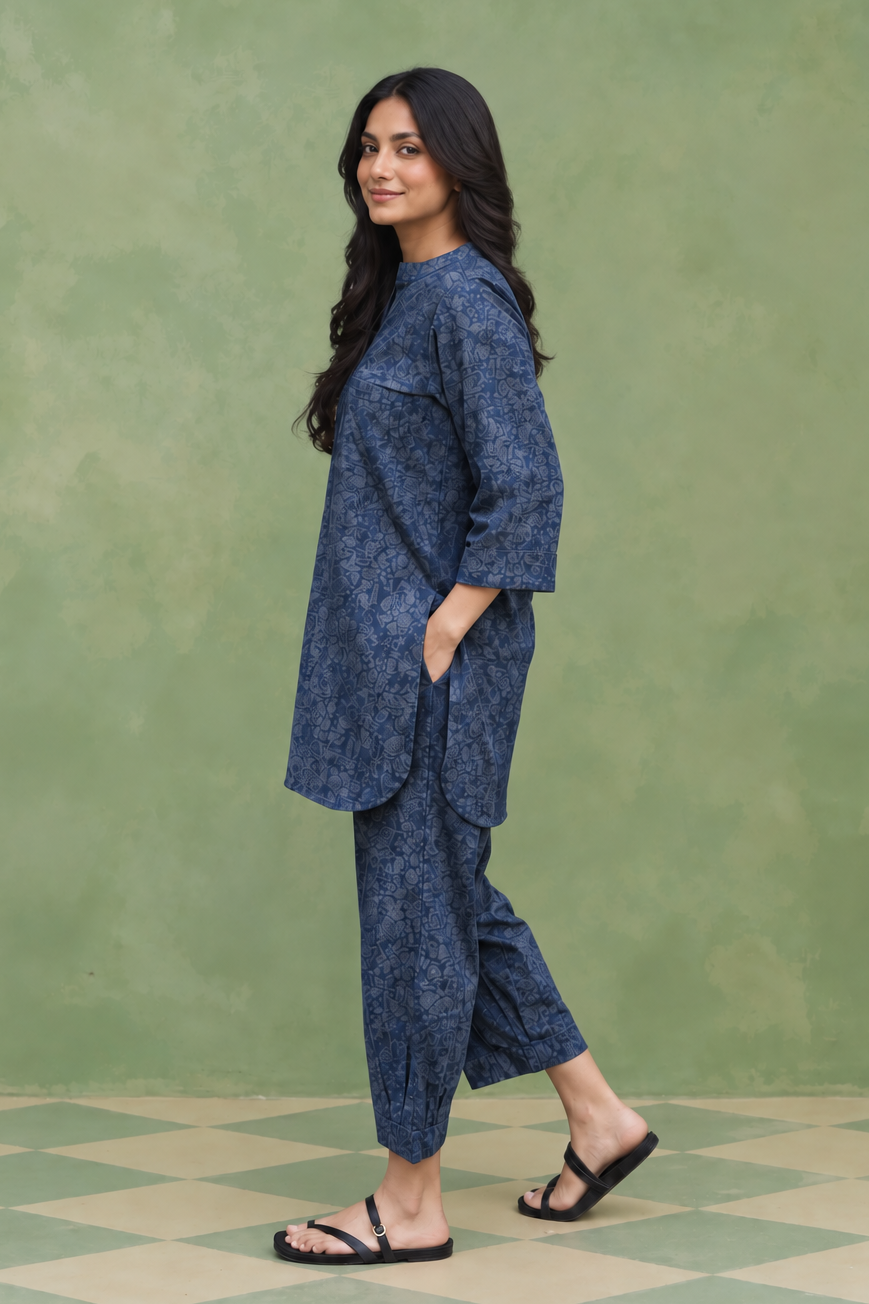 Indigo Flora Jacquard Co-ord Set
