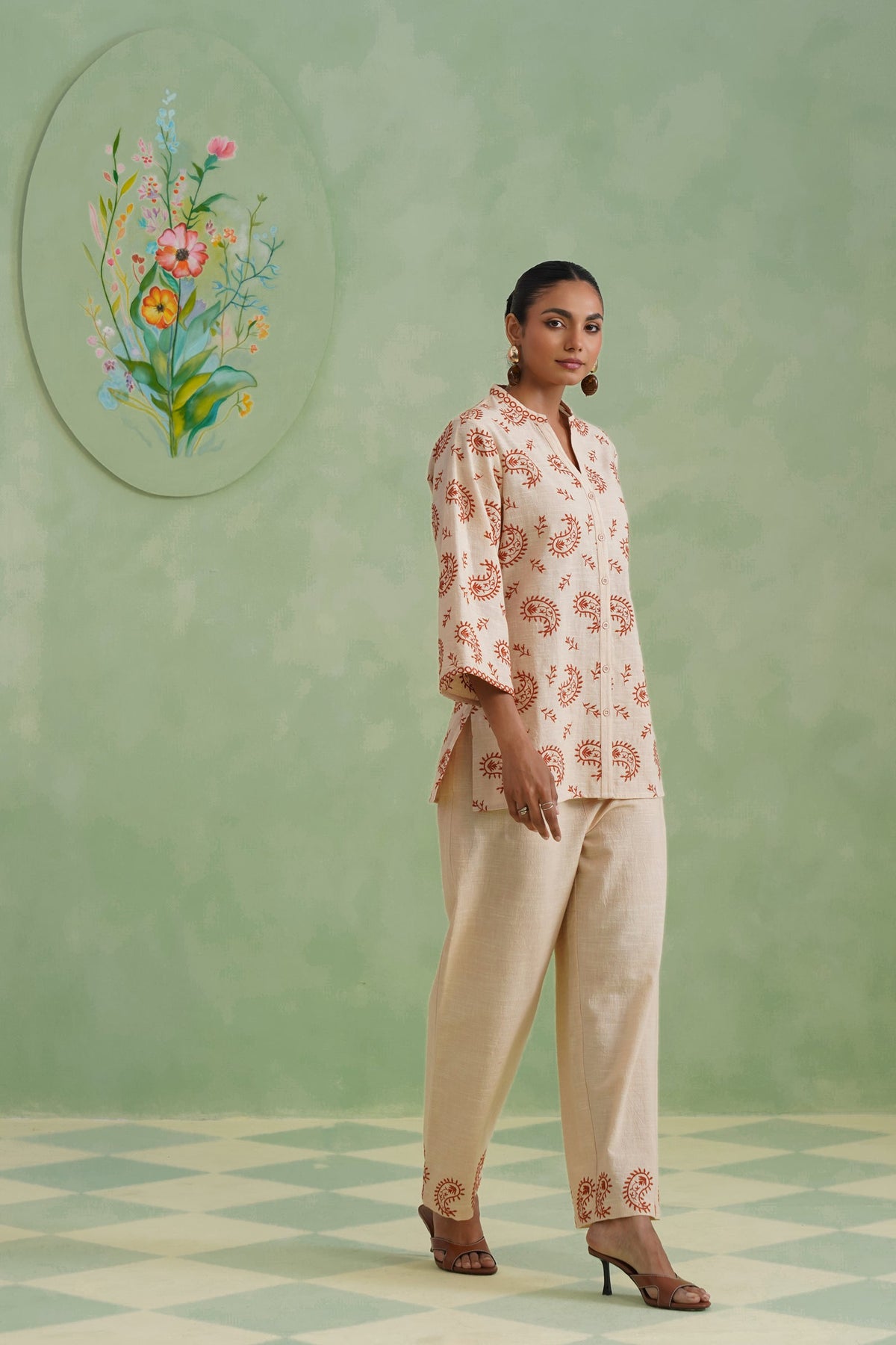 Dusty Ivory Paisley Embroidered Co-ord Set
