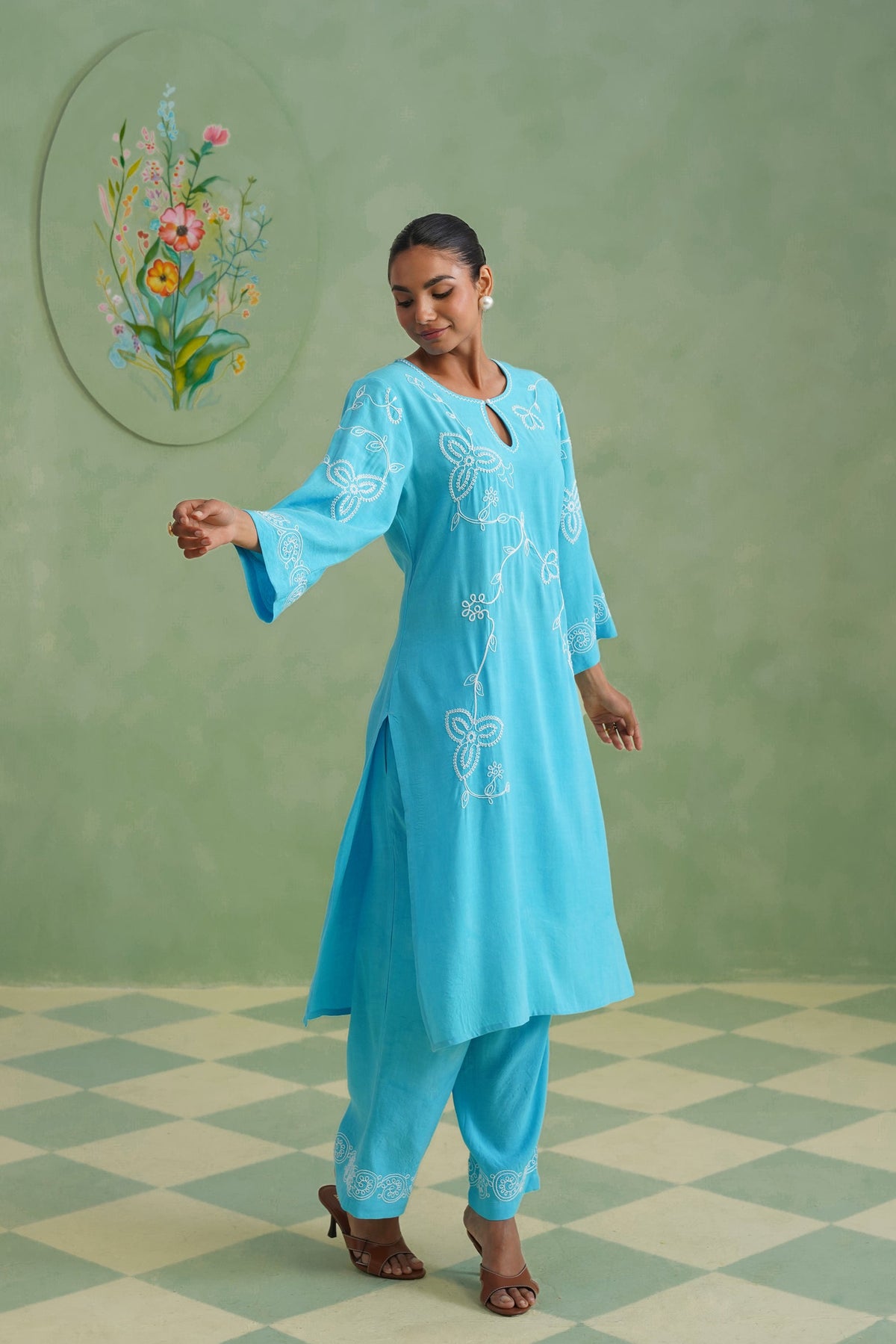 Azure Bloom Dori Embroidered Kurta set