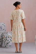 Ditsy Floral Printed Flared Midi Dress