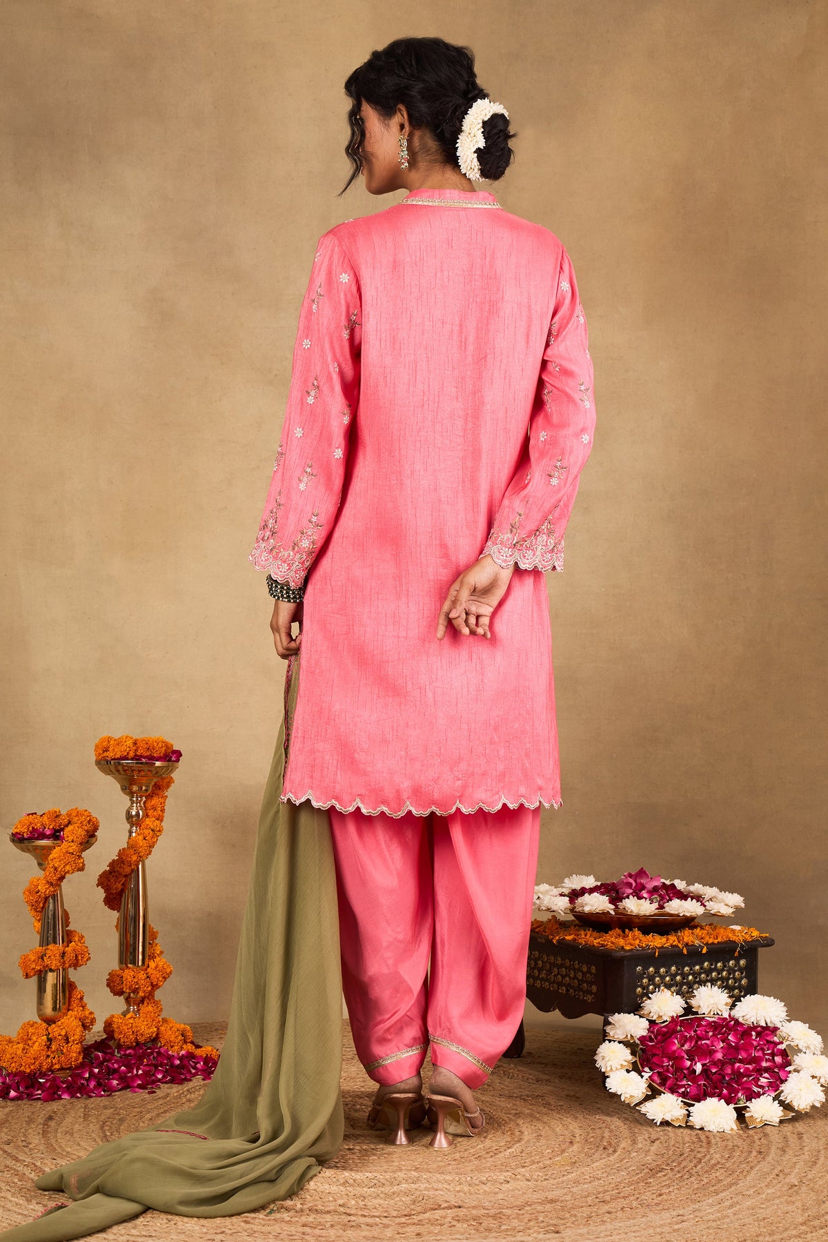 Gulnaar Pink Embroidered Kurta Set With Dupatta