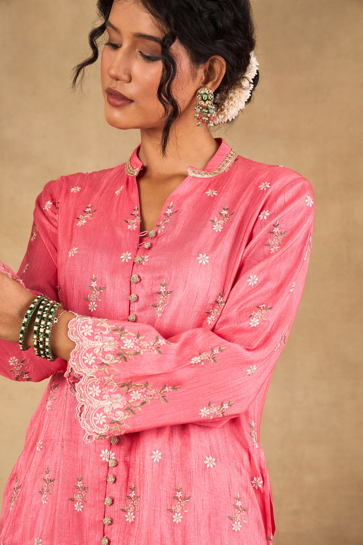Gulnaar Pink Embroidered Kurta Set With Dupatta