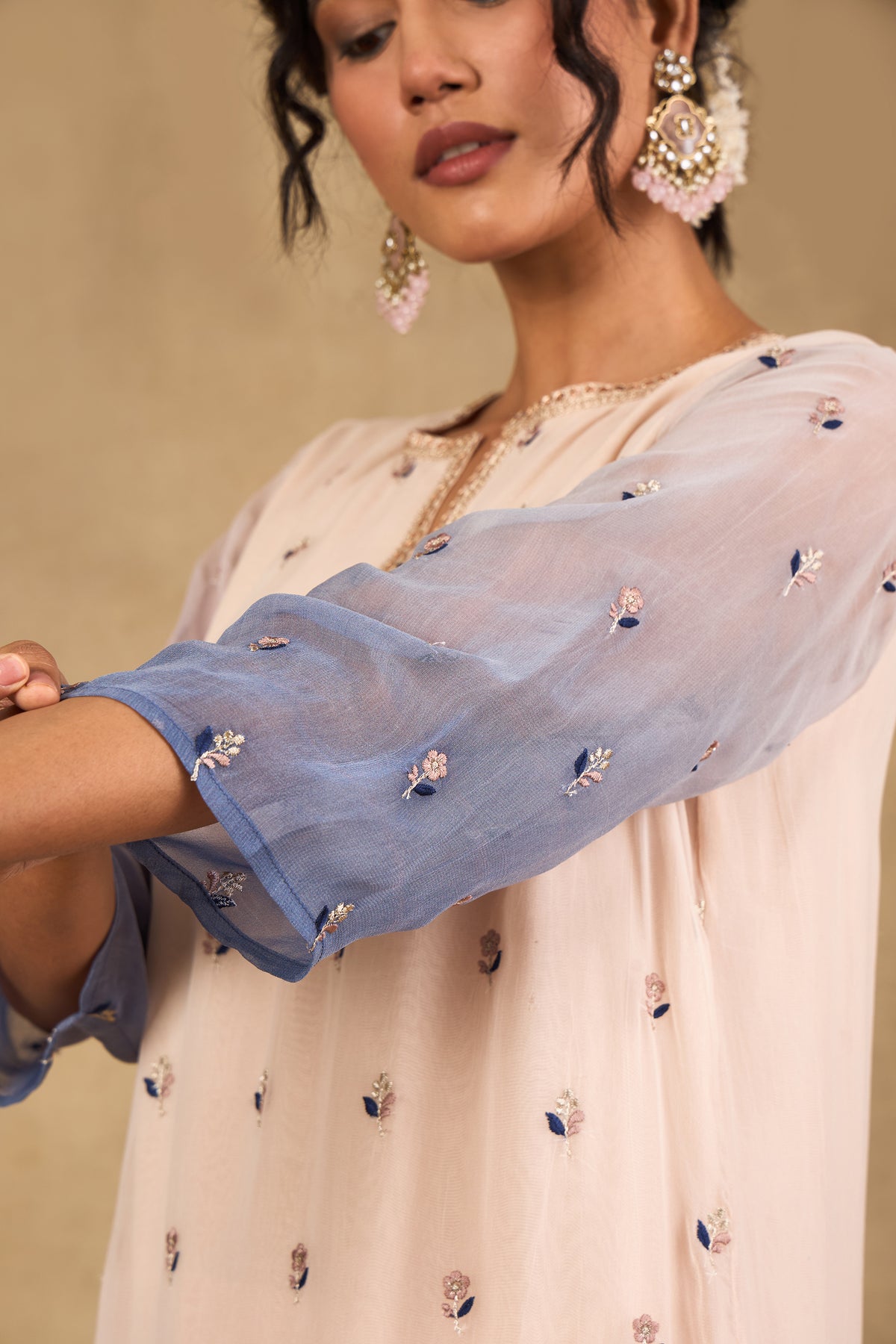 Meher Blush Blue Ombré Embroidered Kurta Set