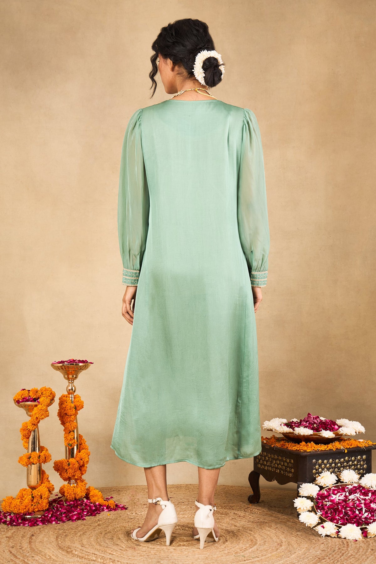 Eucalyptus Green Embroidered Maxi Dress