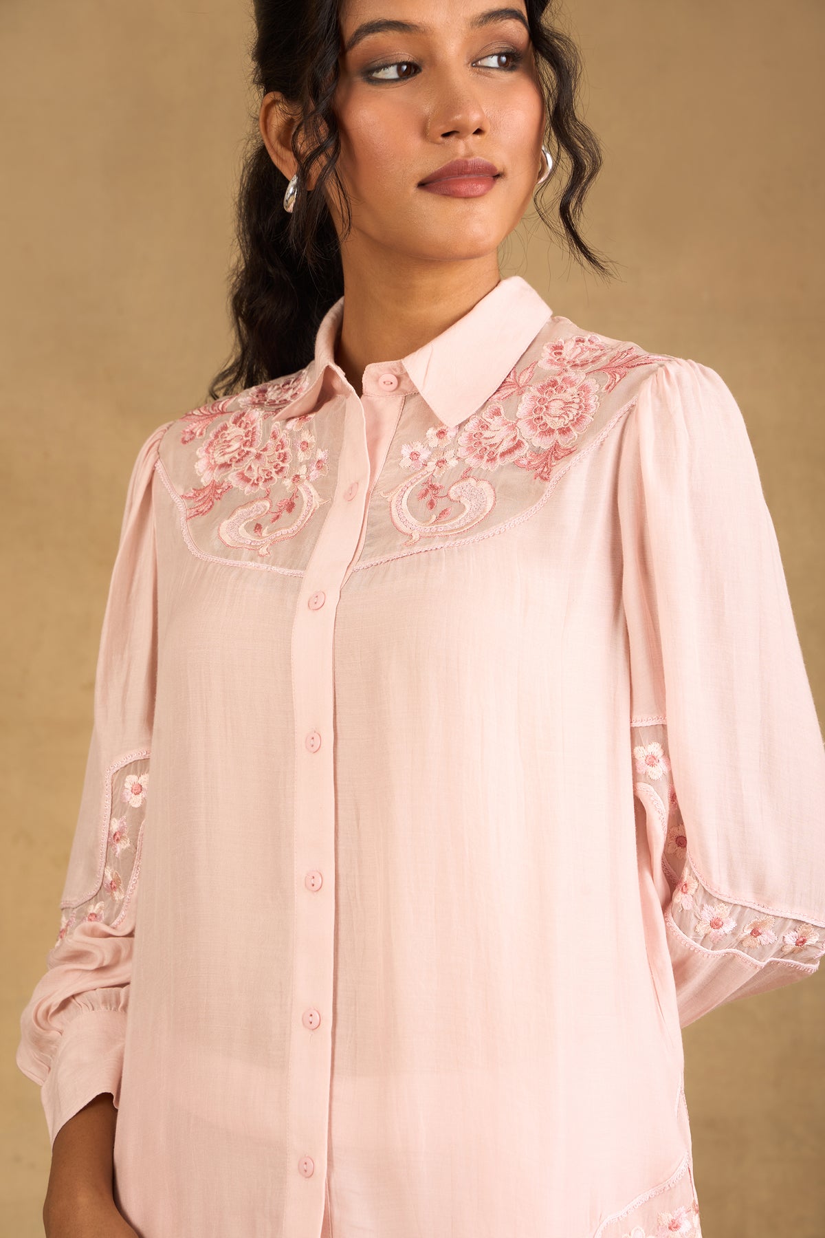 Rose Pink Floral Embroidered Co-Ord Set