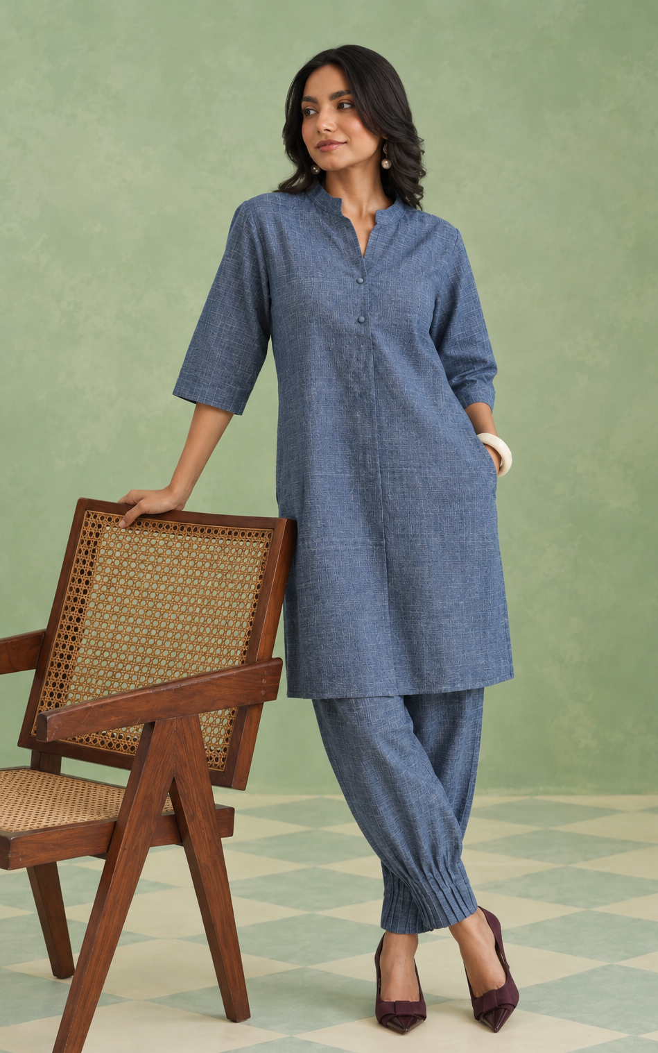 Indigo Denim Slub Co-ord Set