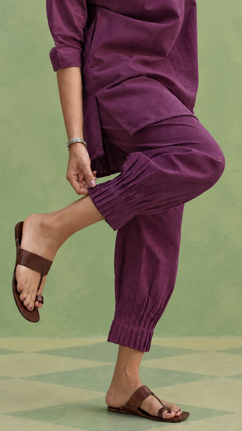 Plum Cotton Linen Co-ord Set