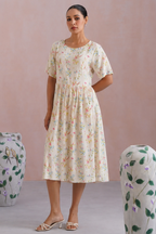 Ditsy Floral Printed Flared Midi Dress