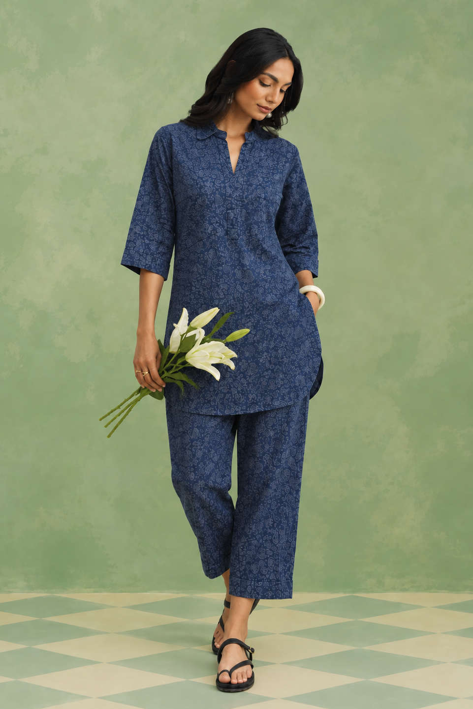 Indigo Flora Jacquard Co-ord Set