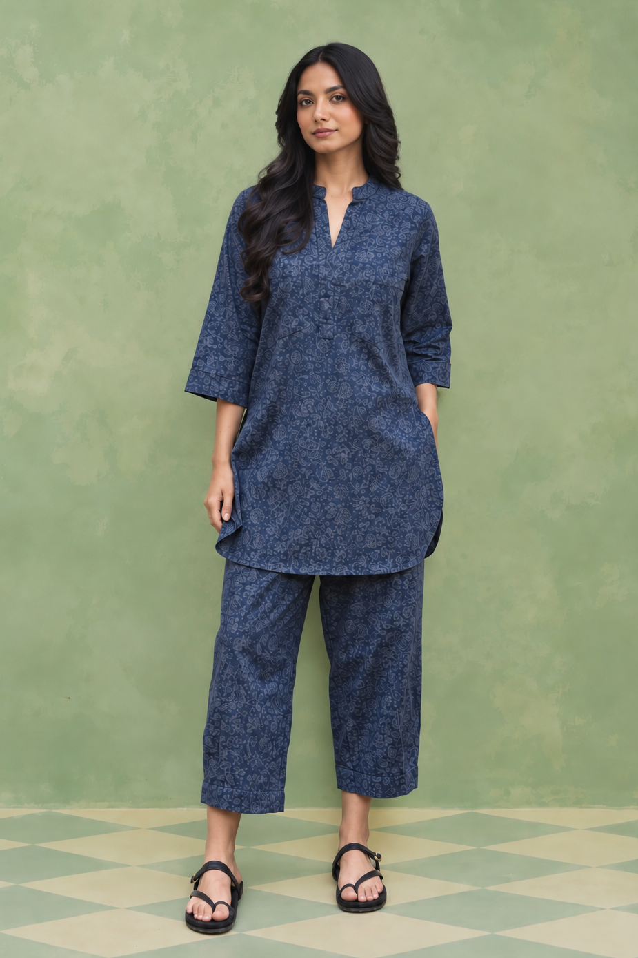 Indigo Flora Jacquard Co-ord Set