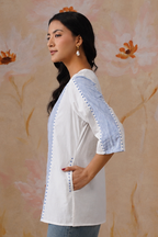 Azure Paneled Cotton Top