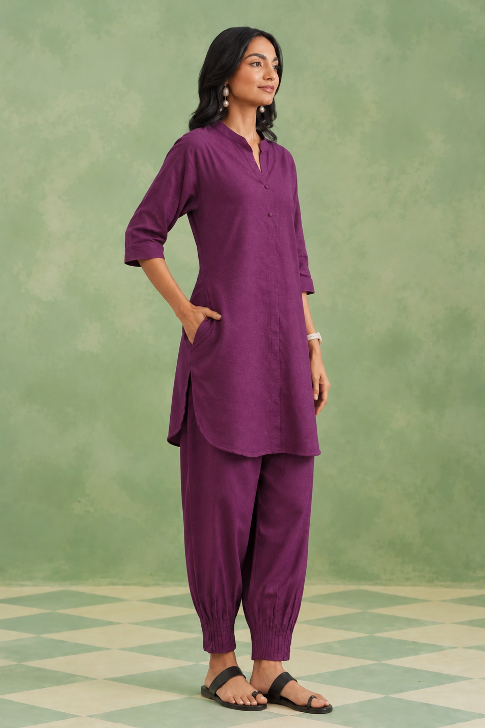 Plum Cotton Linen Co-ord Set