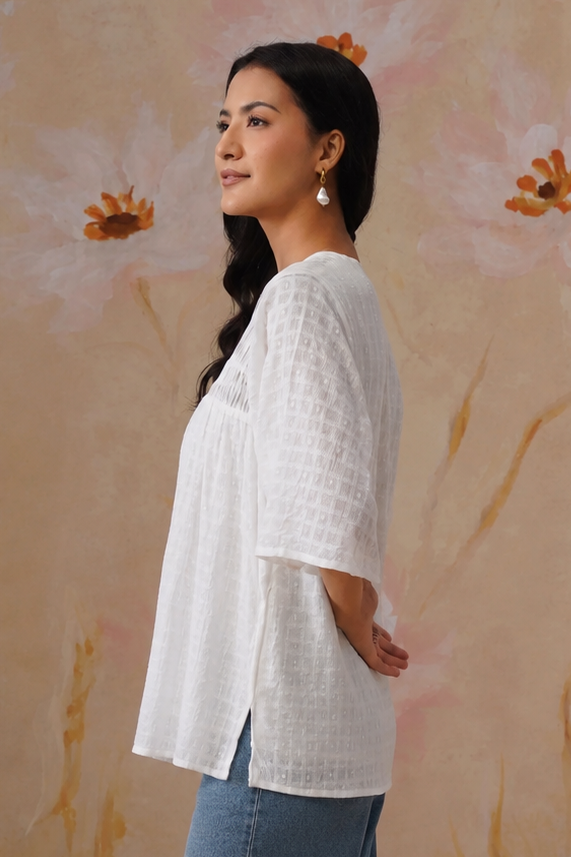White Top with Pintukcs Detailing