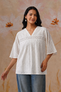 White Top with Pintukcs Detailing