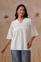 White Top with Pintukcs Detailing