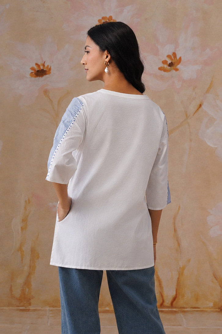 Azure Paneled Cotton Top