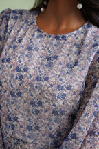 Porcelain Blue Floral Lurex Mini Dress