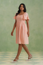 Apricot Blush Embroidered Mini Dress