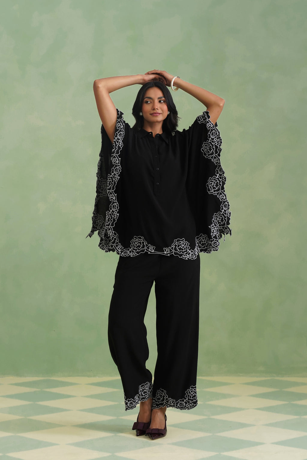 Noir Bloom Kaftaan Co-ord Set