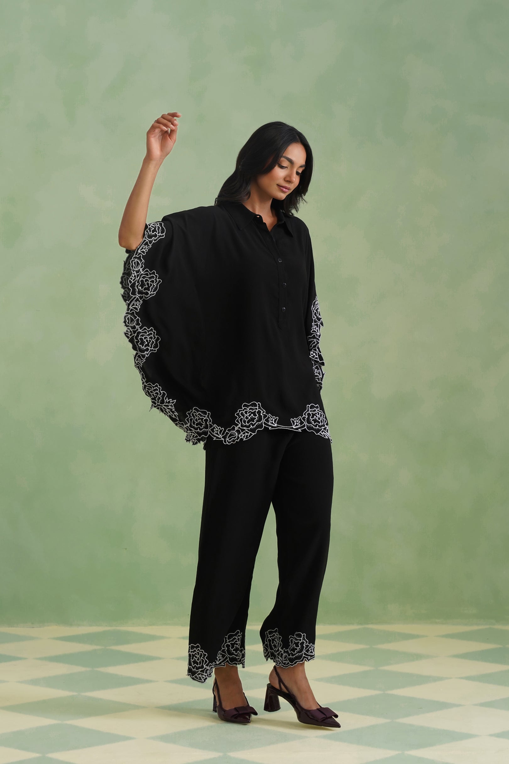 Noir Bloom Kaftaan Co-ord Set