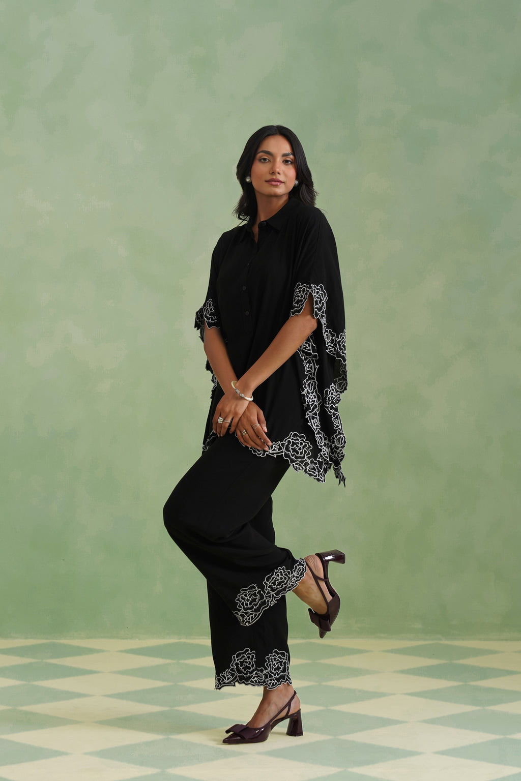 Noir Bloom Kaftaan Co-ord Set