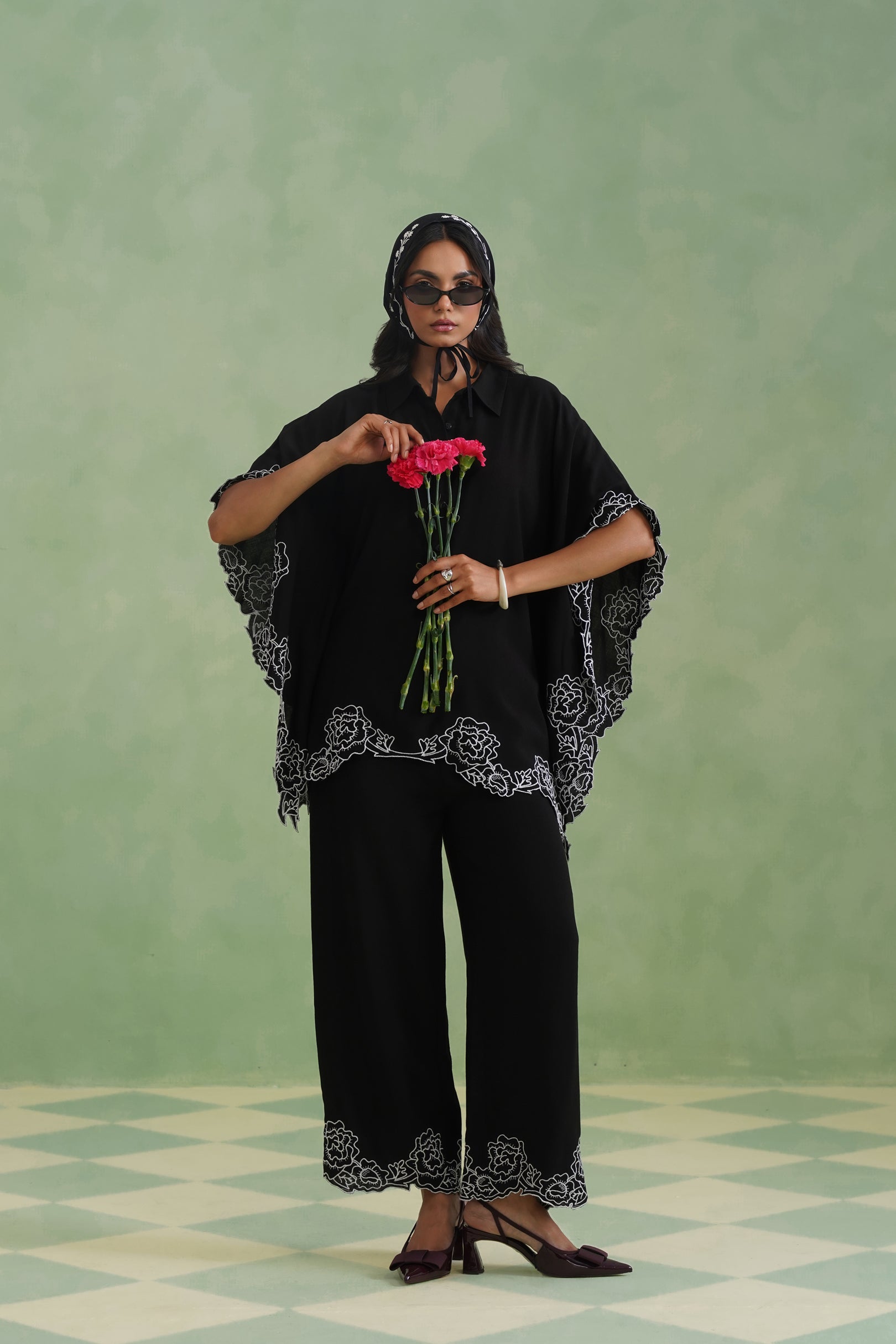 Noir Bloom Kaftaan Co-ord Set