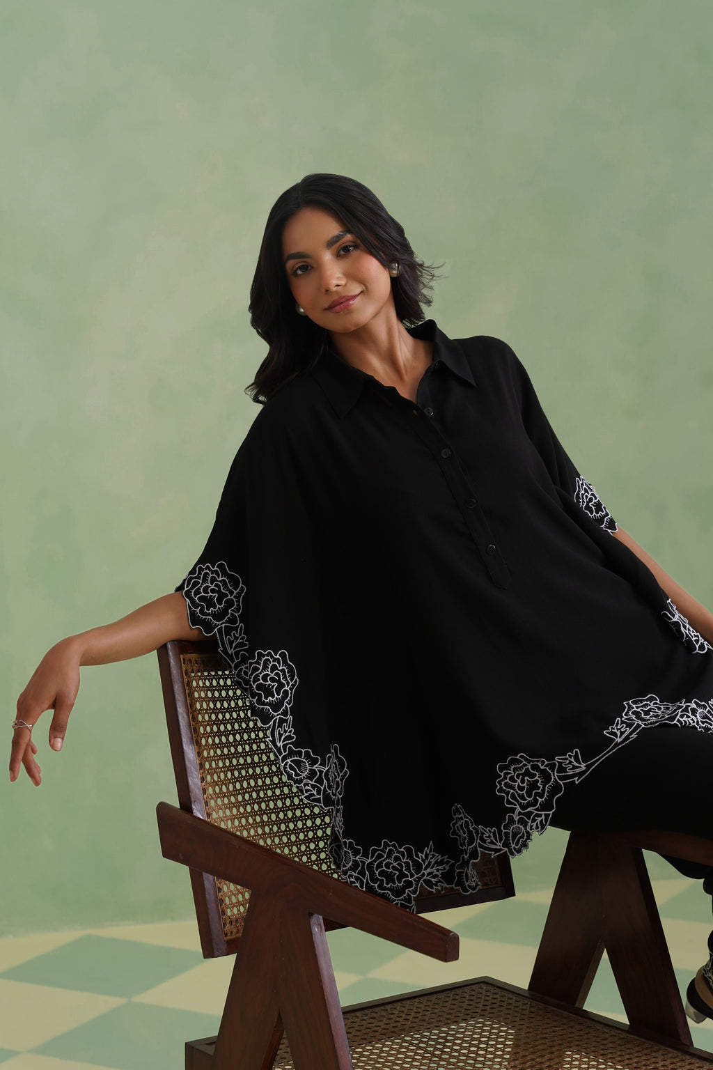 Noir Bloom Kaftaan Co-ord Set