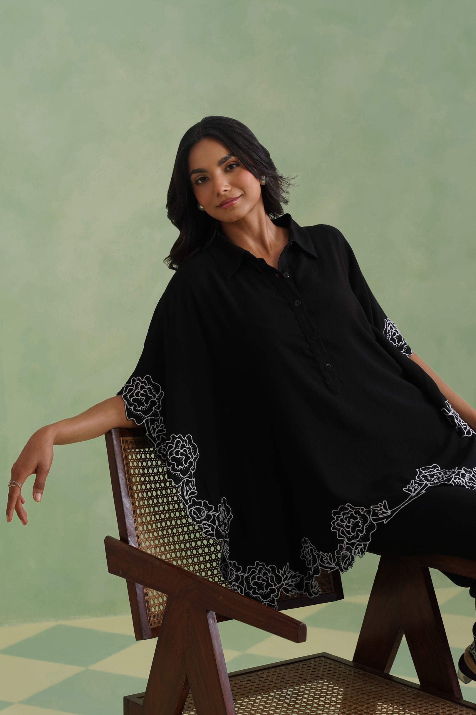Noir Bloom Kaftaan Co-ord Set