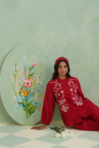 Crimson Vine Embroidered Co-Ord Set