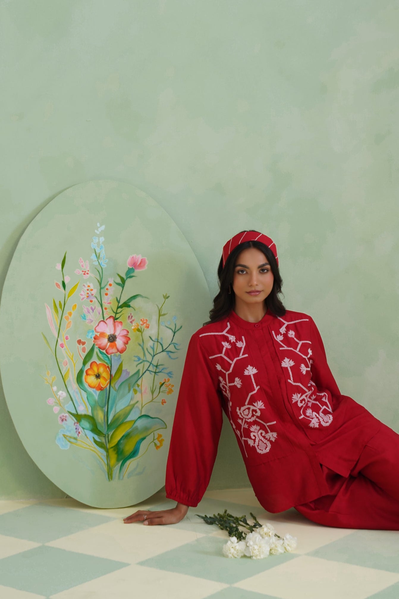 Crimson Vine Embroidered Co-Ord Set