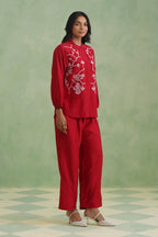 Crimson Vine Embroidered Co-Ord Set