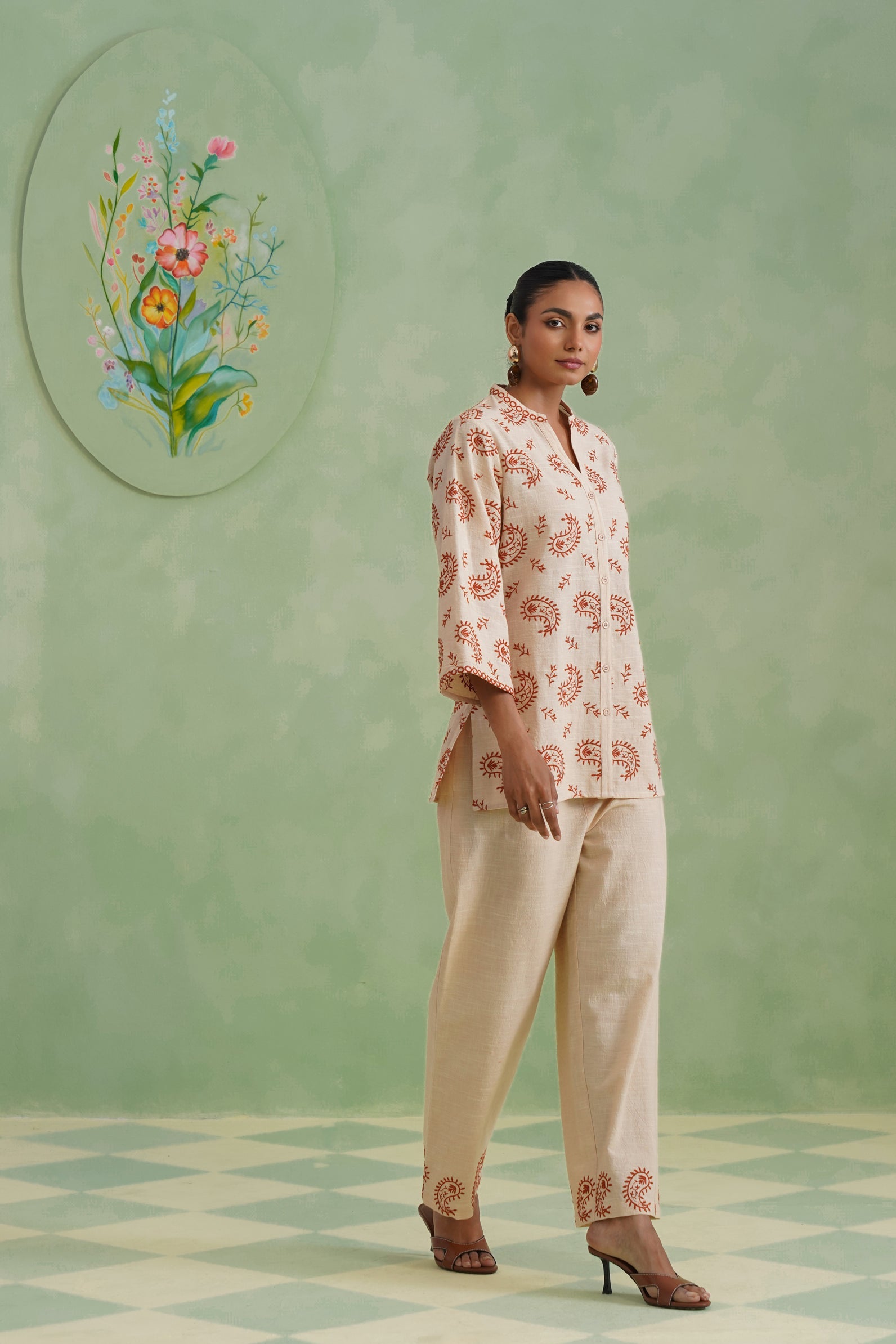Dusty Ivory Paisley Embroidered Co-ord Set