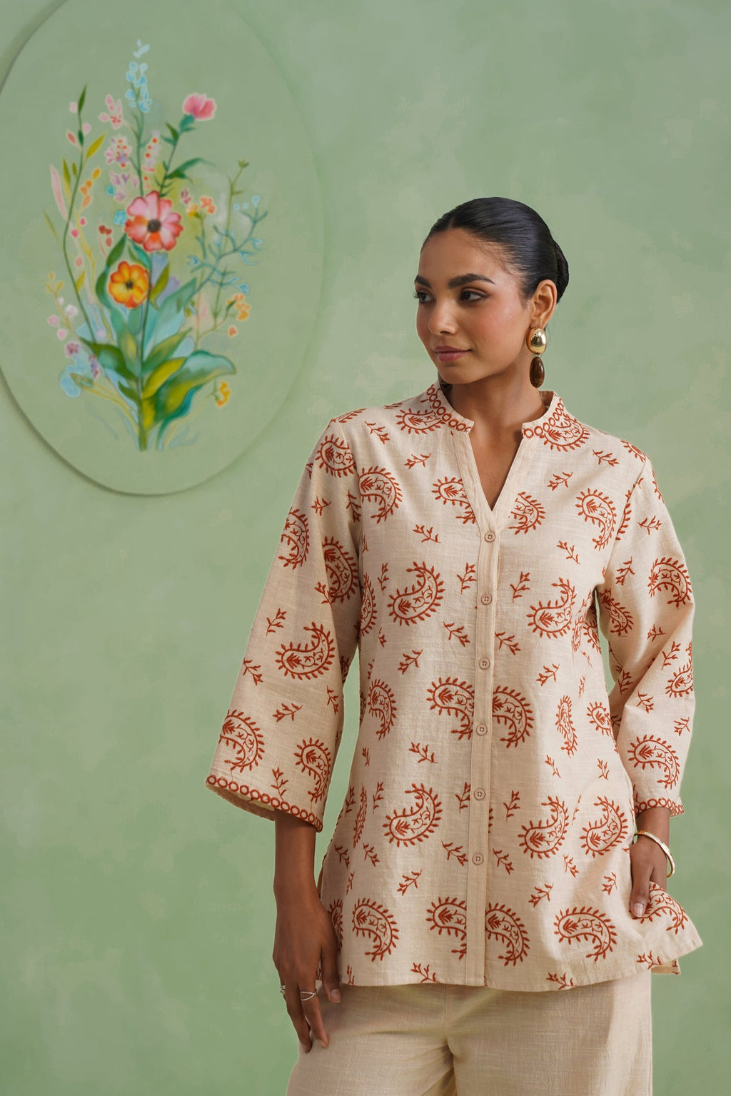 Dusty Ivory Paisley Embroidered Co-ord Set