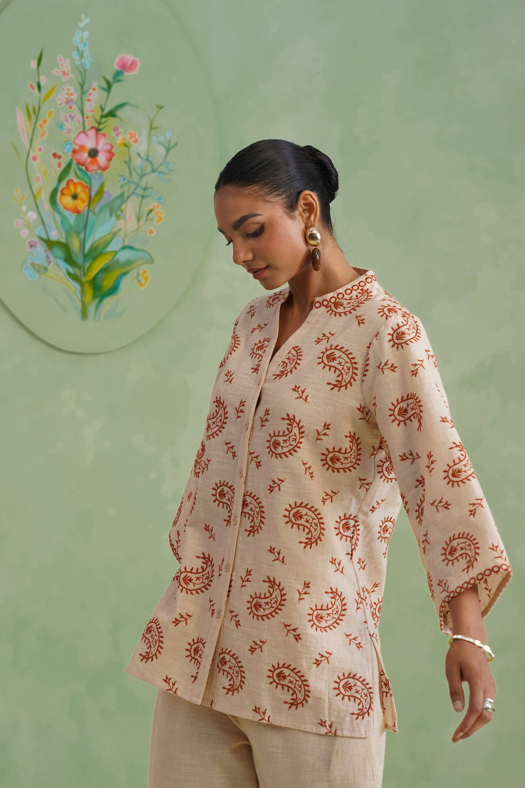 Dusty Ivory Paisley Embroidered Co-ord Set