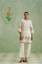 Ivory Floral Broderie Kurta Set