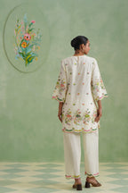 Ivory Floral Broderie Kurta Set