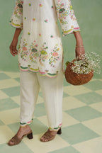 Ivory Floral Broderie Kurta Set