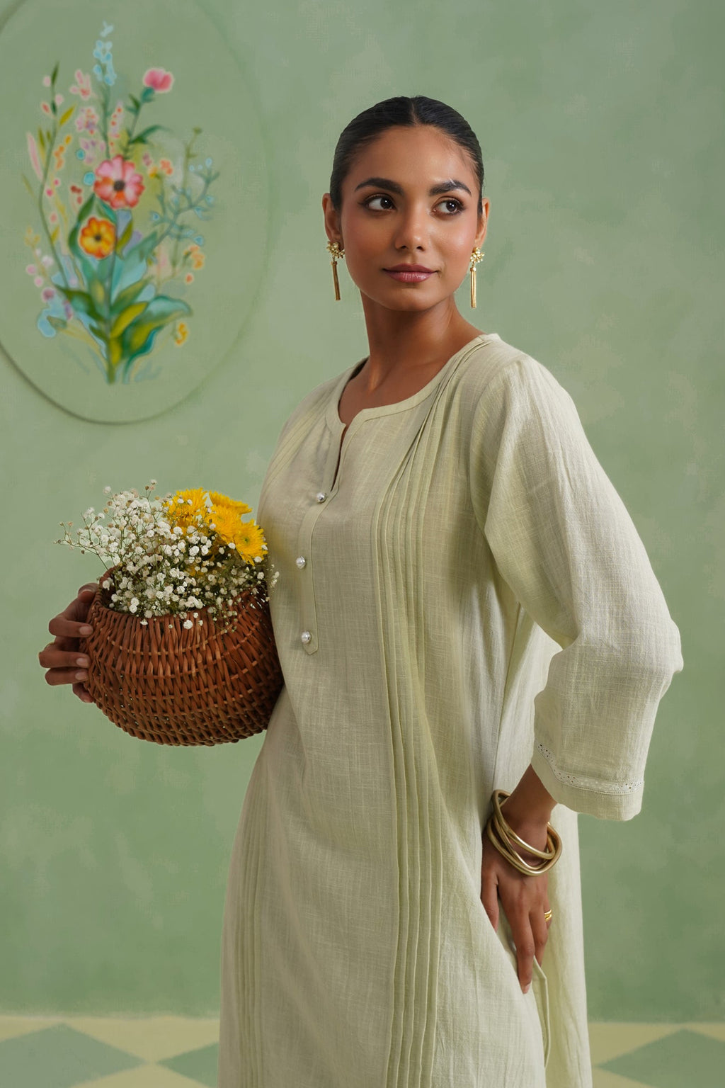 Pistachio Mist Cutwork Lace Kurta Set