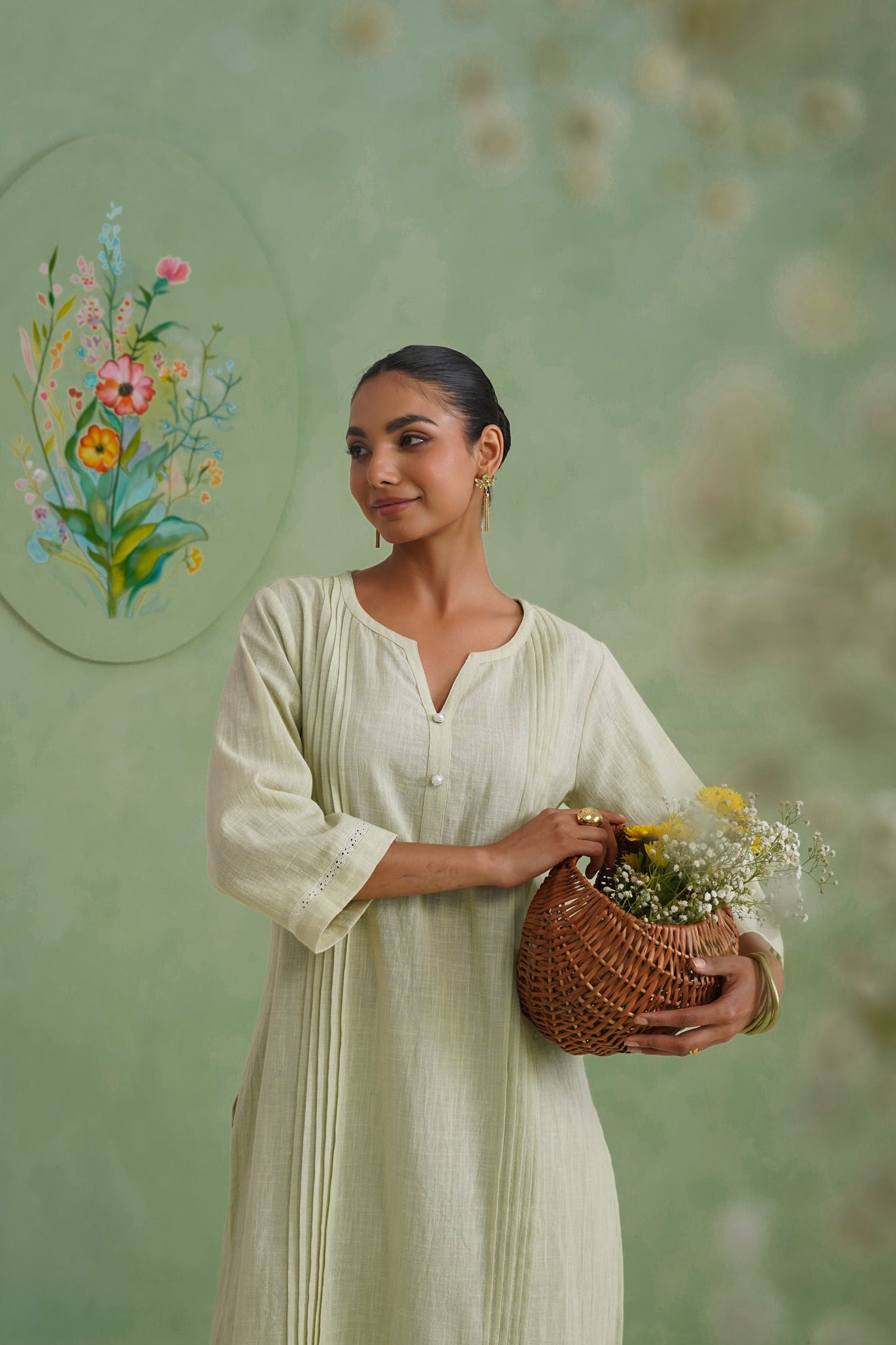Pistachio Mist Cutwork Lace Kurta Set