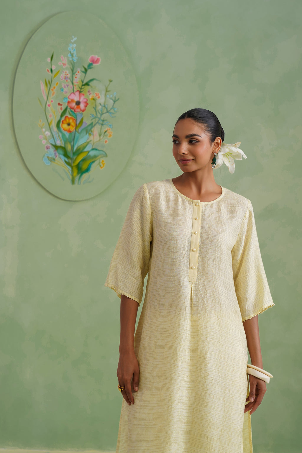 Golden Hour Floral Lurex Jacquard Kurta Set