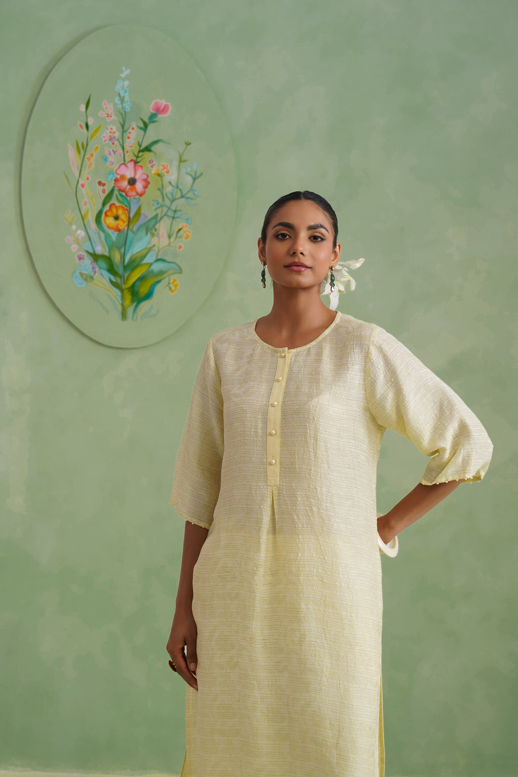 Golden Hour Floral Lurex Jacquard Kurta Set