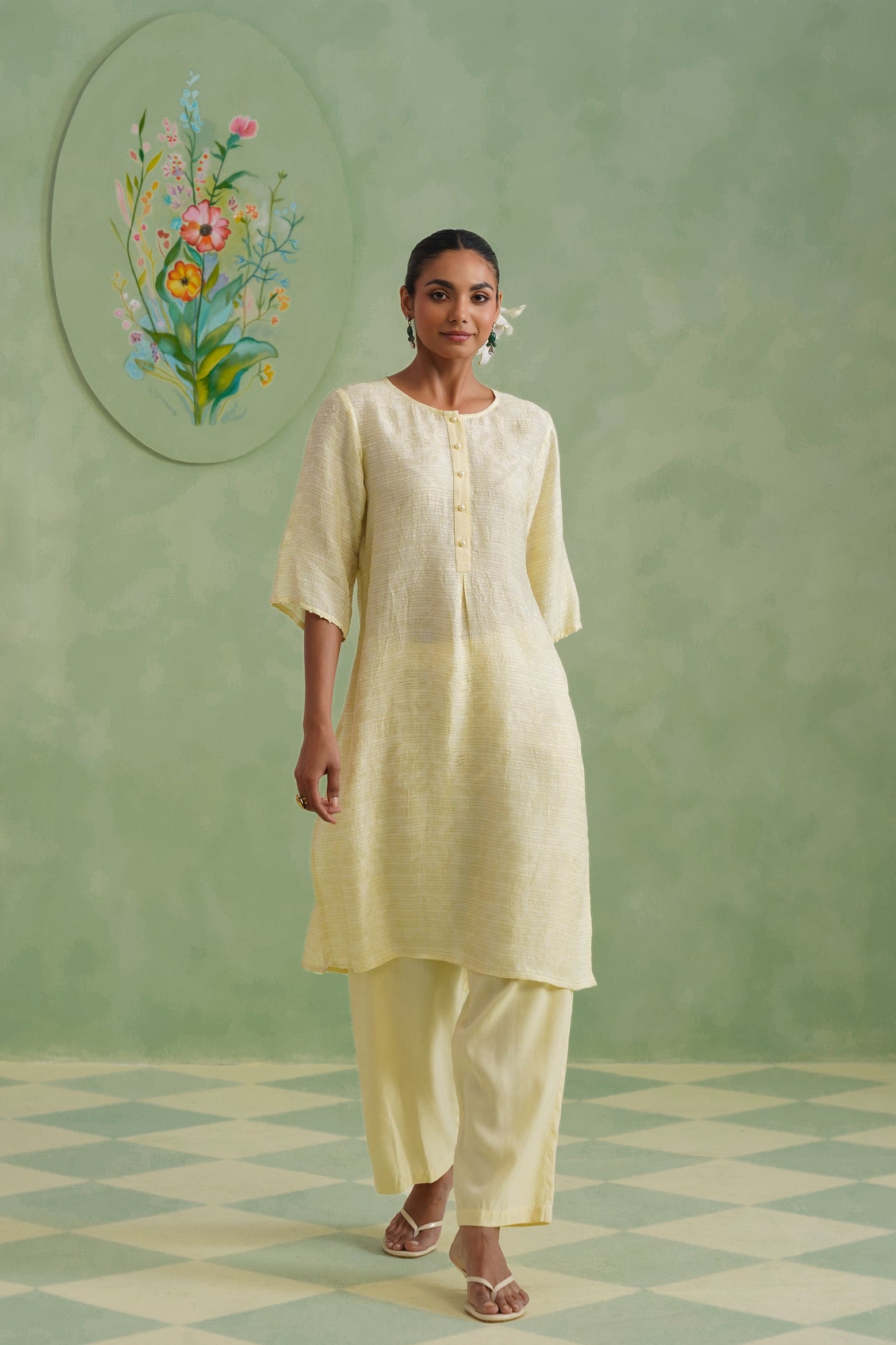 Golden Hour Floral Lurex Jacquard Kurta Set