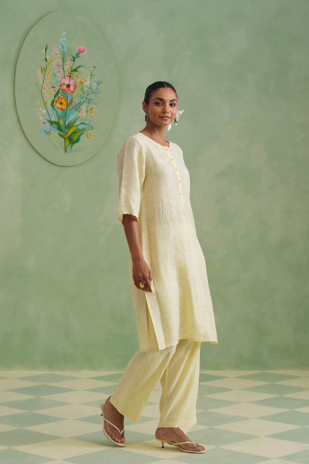 Golden Hour Floral Lurex Jacquard Kurta Set