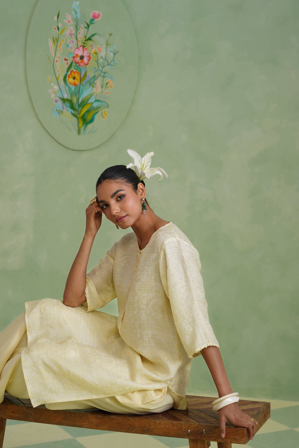 Golden Hour Floral Lurex Jacquard Kurta Set