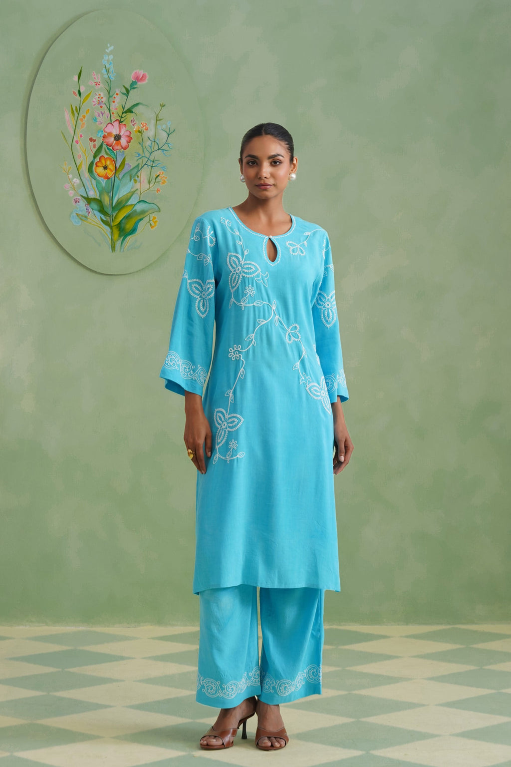 Azure Bloom Dori Embroidered Kurta set