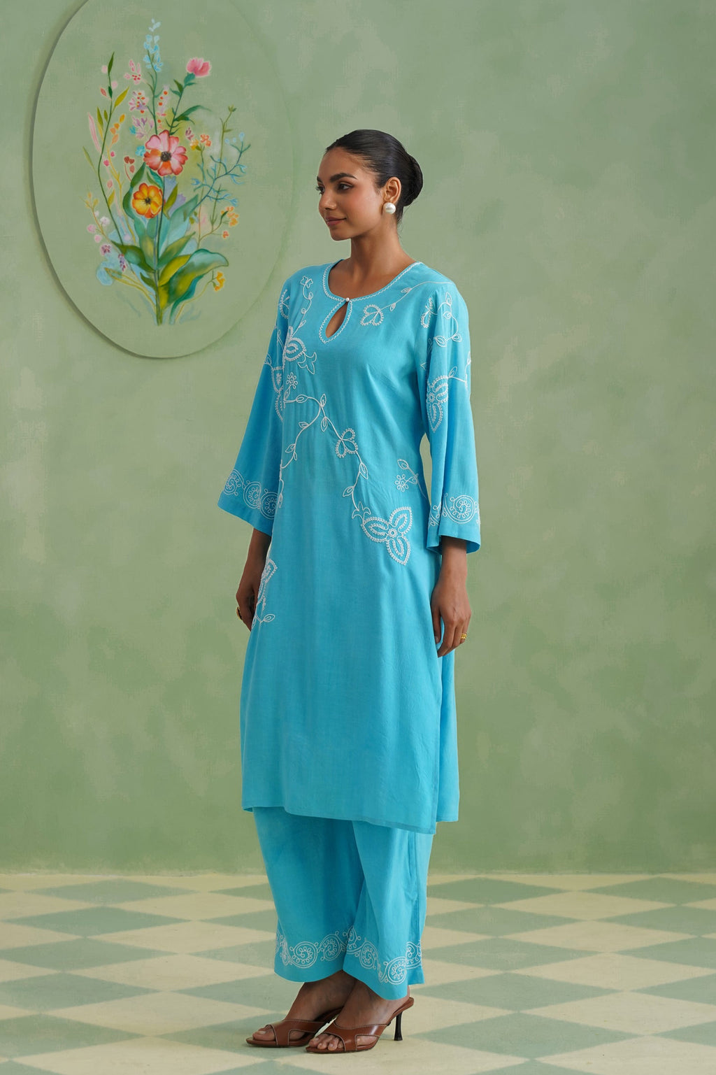 Azure Bloom Dori Embroidered Kurta set
