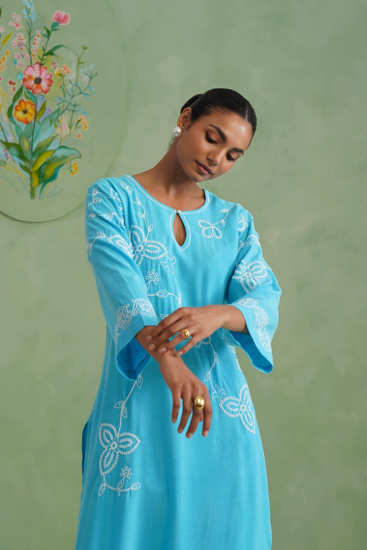 Azure Bloom Dori Embroidered Kurta set