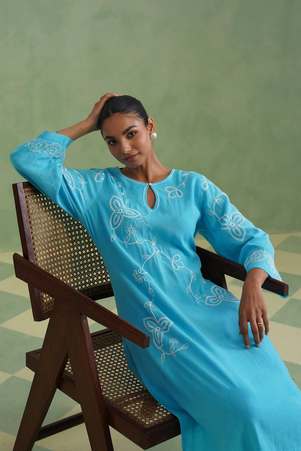 Azure Bloom Dori Embroidered Kurta set