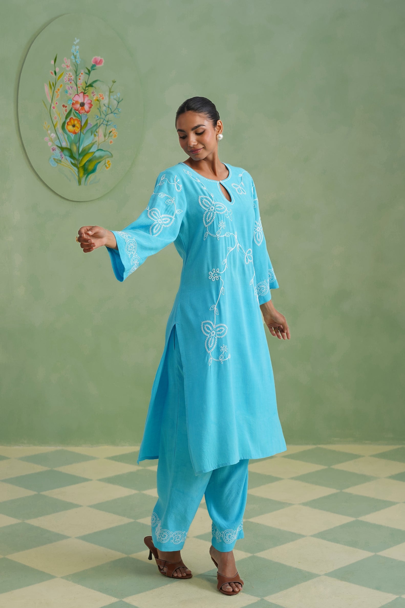 Azure Bloom Dori Embroidered Kurta set