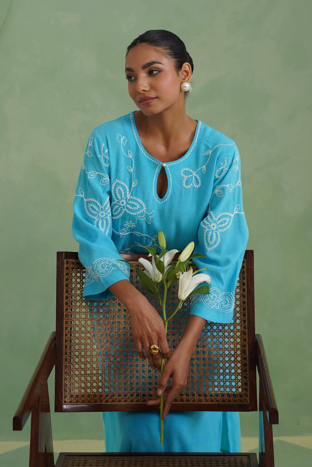Azure Bloom Dori Embroidered Kurta set